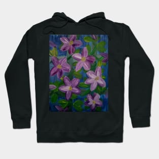 beautiful flowers growing on a fence painted with acrylic and metallic paint Hoodie